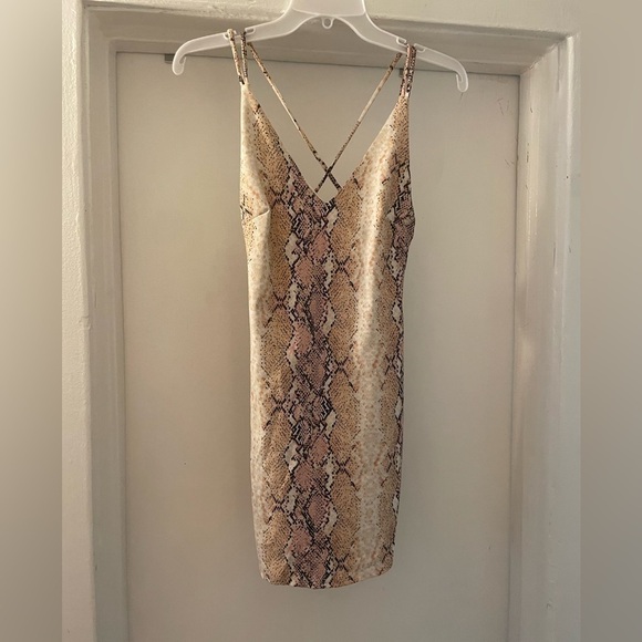 Blue blush Tan snake print slip dress size Small - Picture 1 of 9
